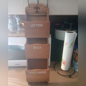 Vintage Wooden Wall Organizer with Three Compartments
